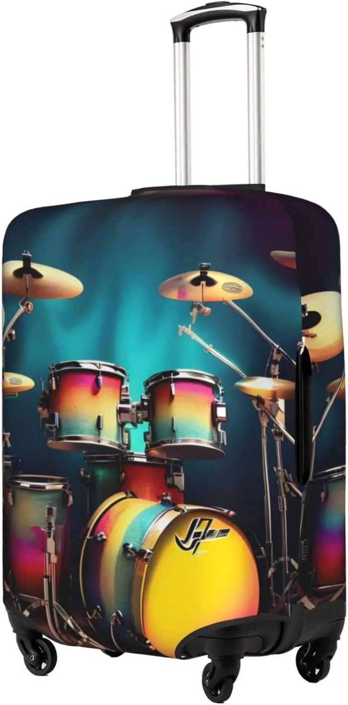 Cool Drums Set Print Washable Suitcase Cover Protective Luggage Cover Anti Scratch Travel Gear Protector