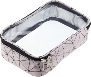 Cosmetic Bag Makeup Bag Travel Airport Carry-On Clear Toiletry Organizer Wash Supplies Pouch Portable with Zipper (Pink)
