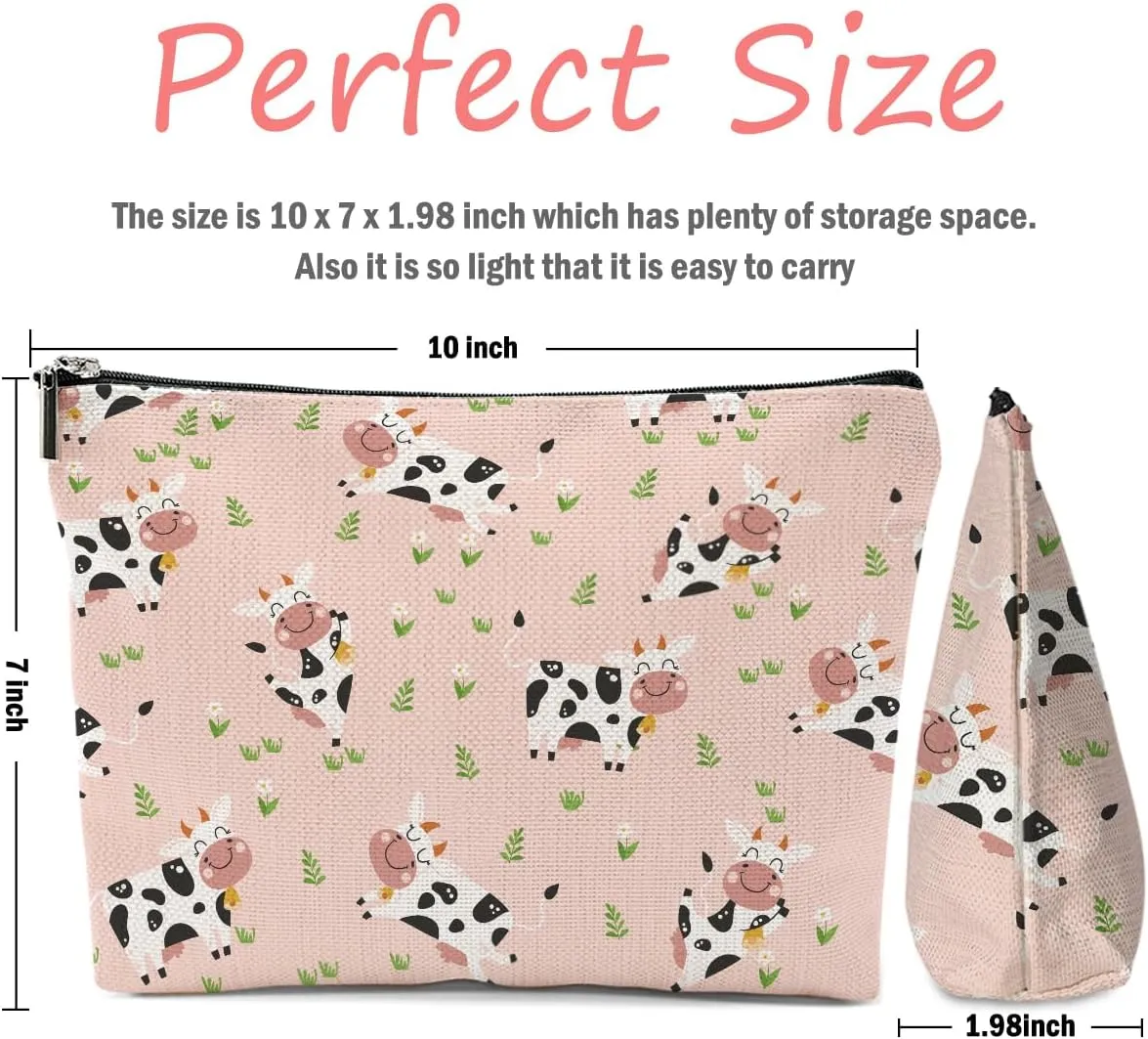 Cow Gifts, Cow Print Stuff Makeup Bag, Cosmetic Bag Travel Pouch, Animal Lovers Friendship Graduation Birthday Gifts for Women Girls Daughter Sisters Wife Best Friend