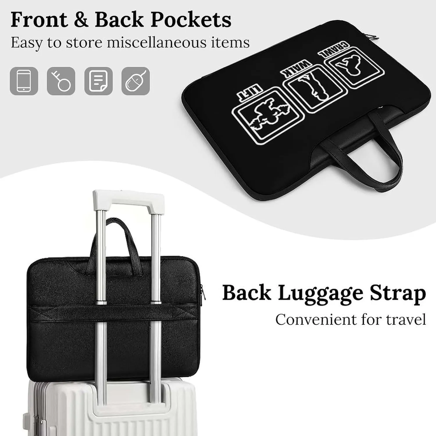Crawl Walk Lift Leather Bag Laptop Case Slim Water Resistant Computer Bags with Handle Briefcase for Work