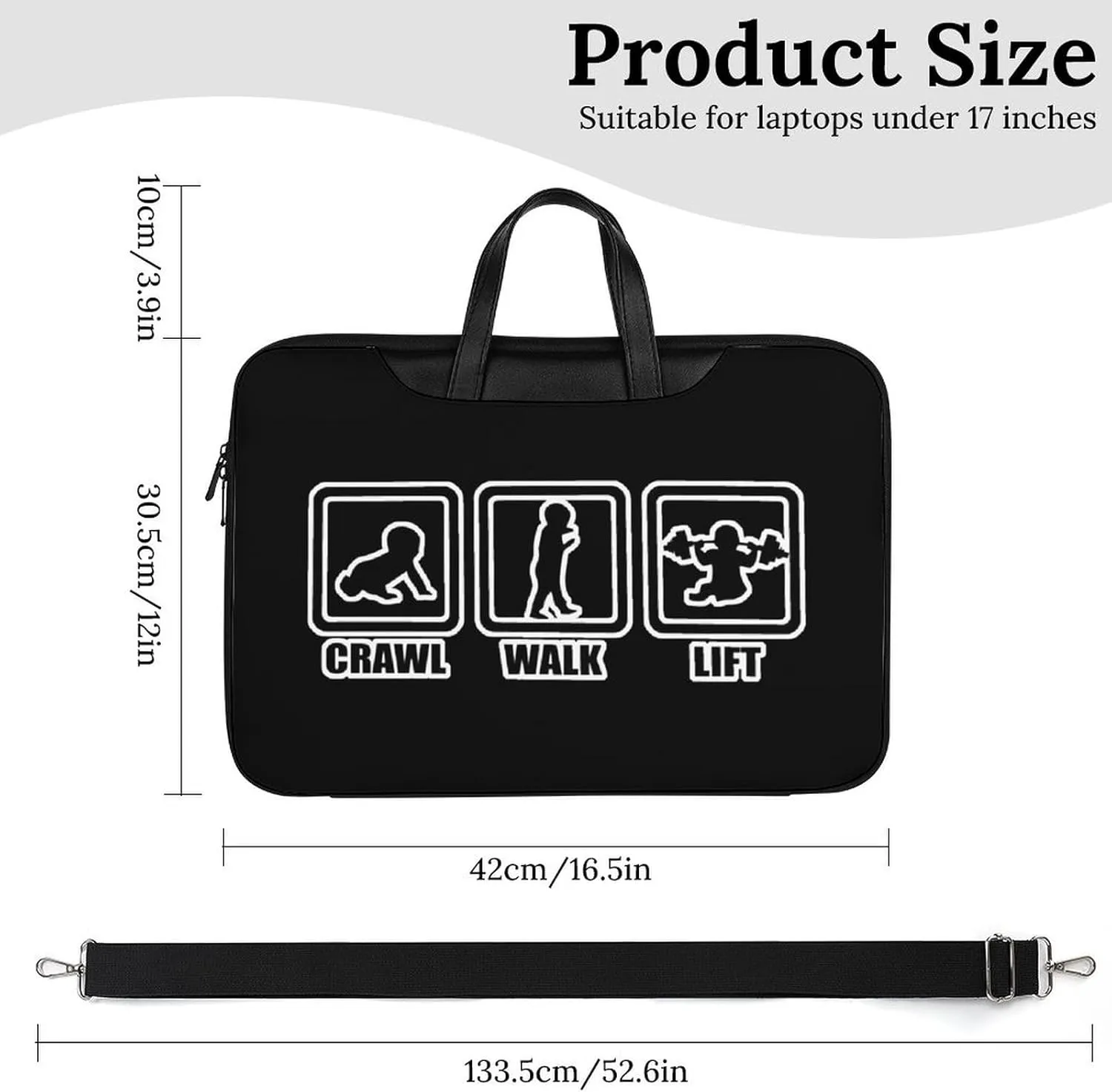 Crawl Walk Lift Leather Bag Laptop Case Slim Water Resistant Computer Bags with Handle Briefcase for Work