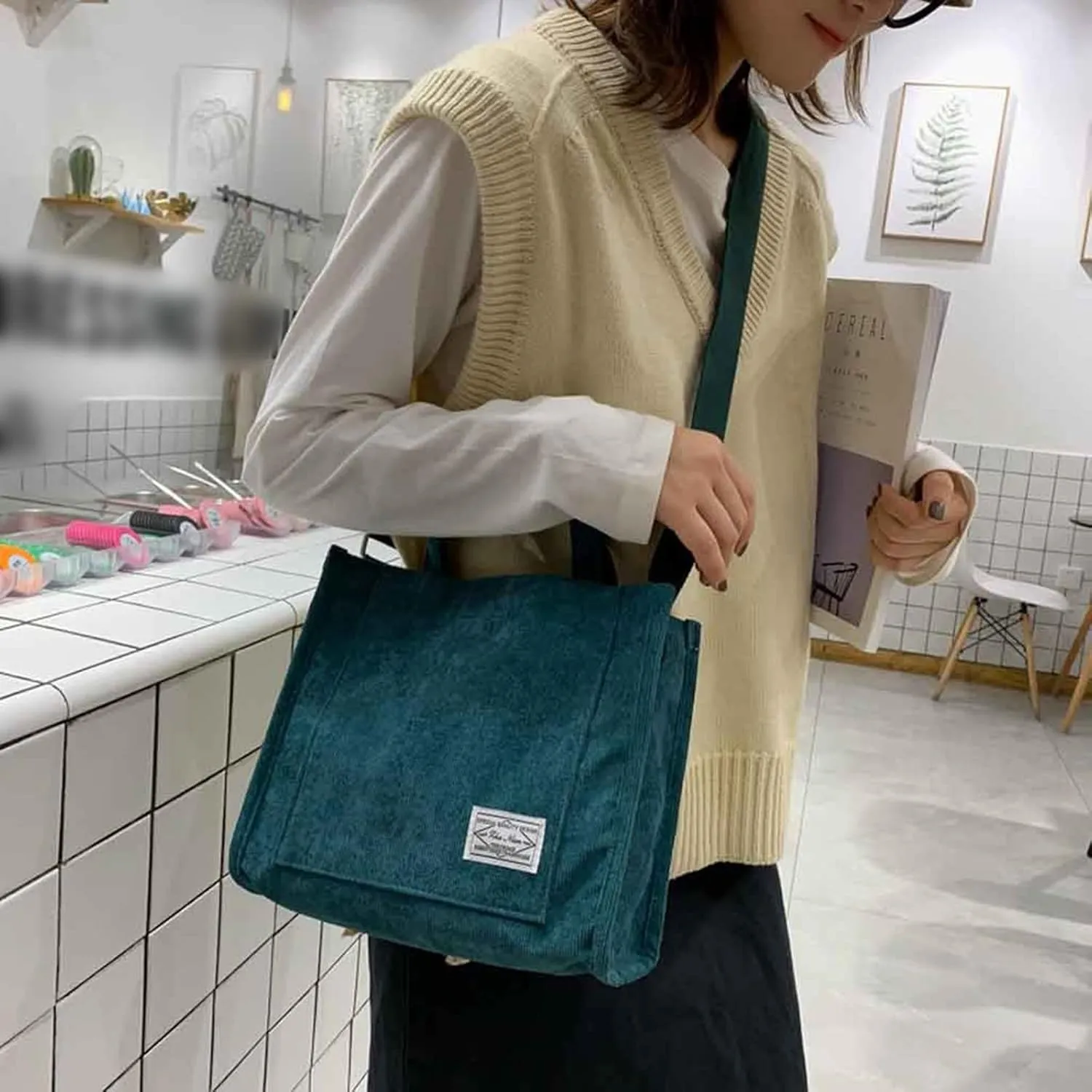 Crossbody Handbag Purse Girls' Polyester Small Square Bag Korean Fashion Portable One Shoulder Drawstring