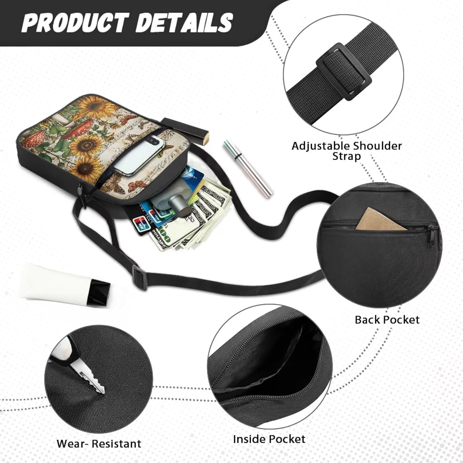 Crossbody Messenger Bags Womens Shoulder Bag Mini Work Office Bag Briefcases with Zipper