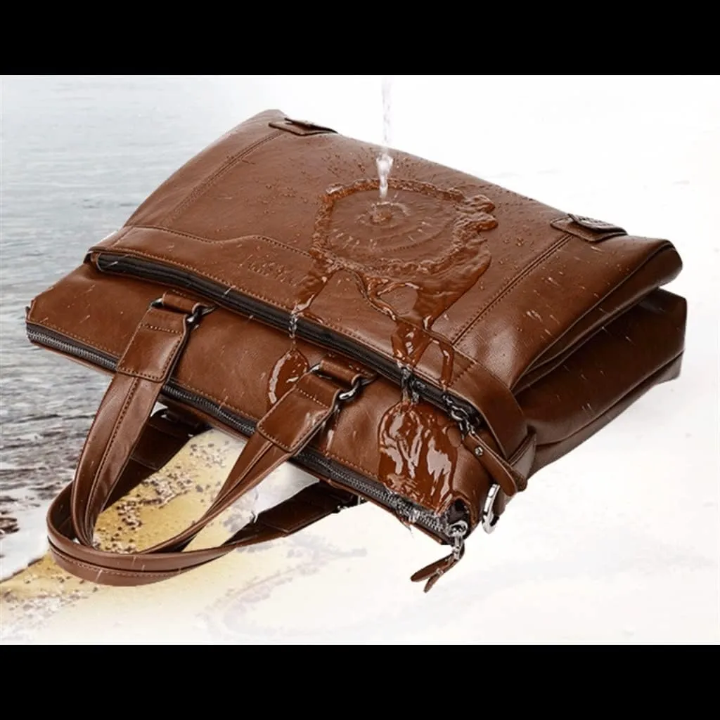 CSCDD Men Briefcase Fashion Men's Bag PU Leather Male Briefcases Handbags Laptop Bag