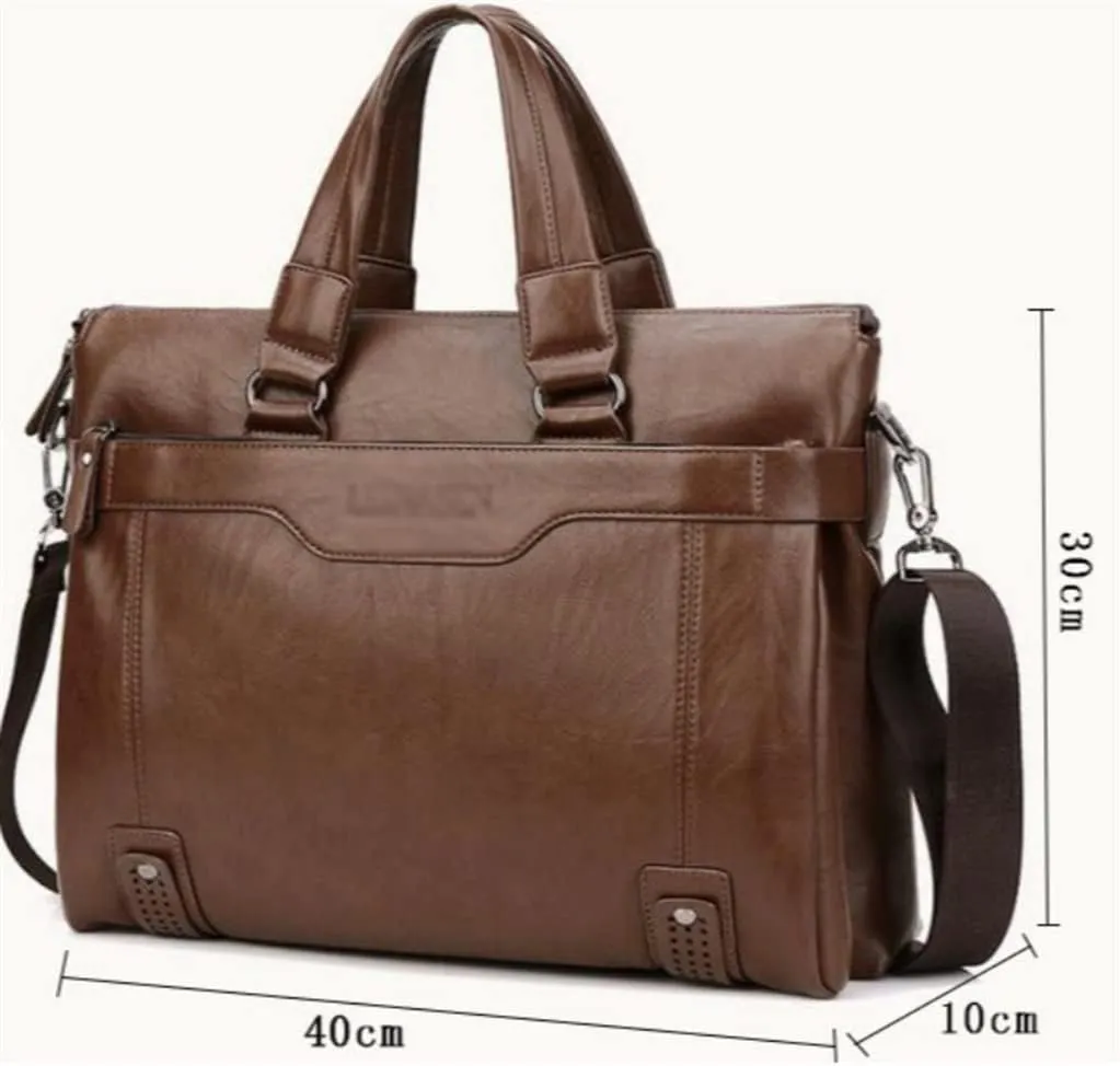 CSCDD Men Briefcase Fashion Men's Bag PU Leather Male Briefcases Handbags Laptop Bag