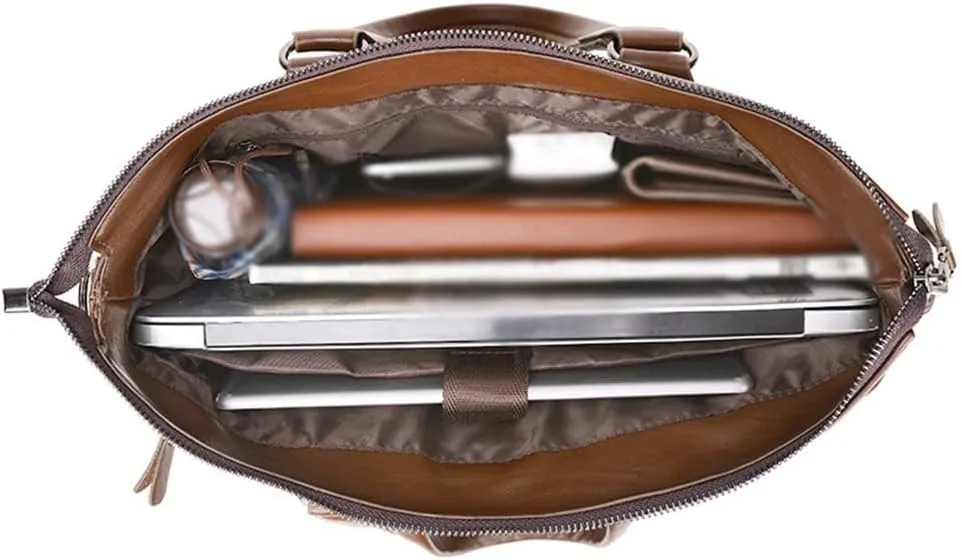 CSCDD Men Briefcase Fashion Men's Bag PU Leather Male Briefcases Handbags Laptop Bag