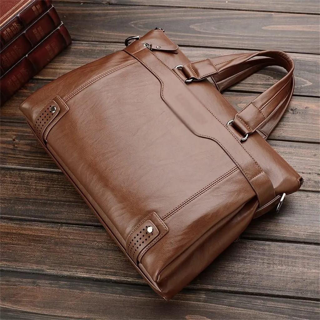 CSCDD Men Briefcase Fashion Men's Bag PU Leather Male Briefcases Handbags Laptop Bag