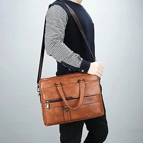 CSCDD Men's Business Briefcases PU Leather Shoulder Messenger Bags Travel Handbag Male Laptop Bag