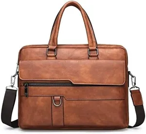CSCDD Men's Business Briefcases PU Leather Shoulder Messenger Bags Travel Handbag Male Laptop Bag