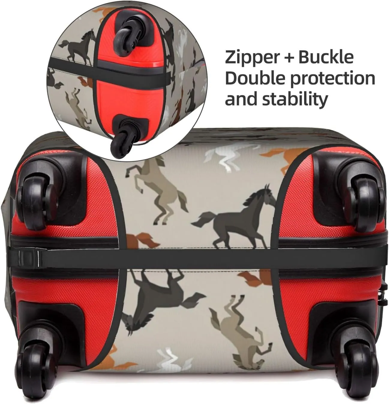 Cute Horse Print Protective Luggage Cover Elastic Washable Suitcase Protector Travel Gear Protector