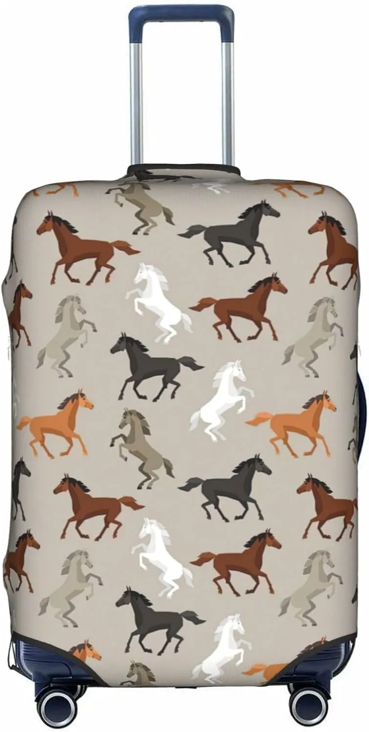 Cute Horse Print Protective Luggage Cover Elastic Washable Suitcase Protector Travel Gear Protector