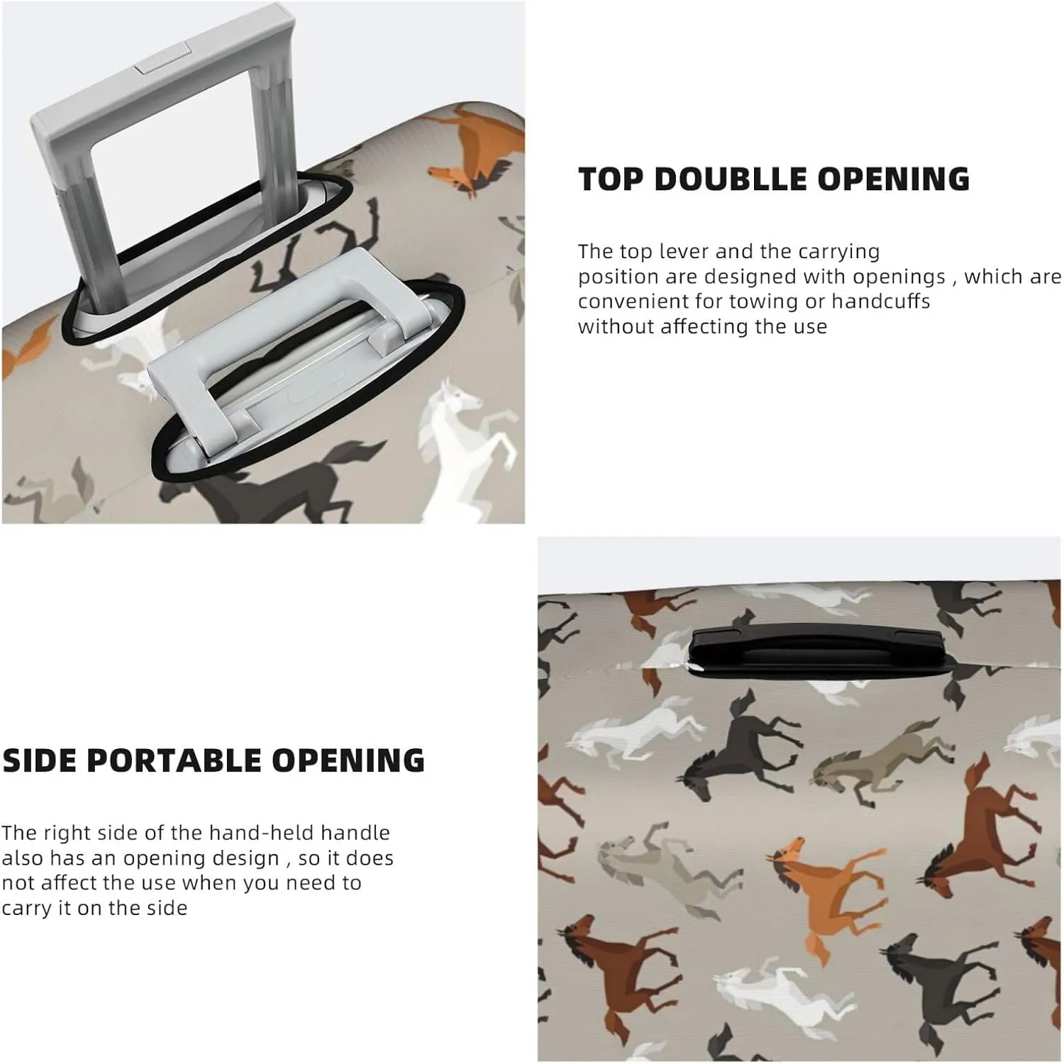 Cute Horse Print Protective Luggage Cover Elastic Washable Suitcase Protector Travel Gear Protector