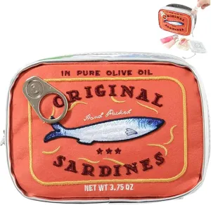 Cute Makeup Bag, 7 x 2 x 5" Canned Sardines Style Cosmetic Bag, Fashionable Small Makeup Bag, Coquette Makeup Bag, Creative Travel Wash Bag, Protable Toiletry Bag for Women, Orange