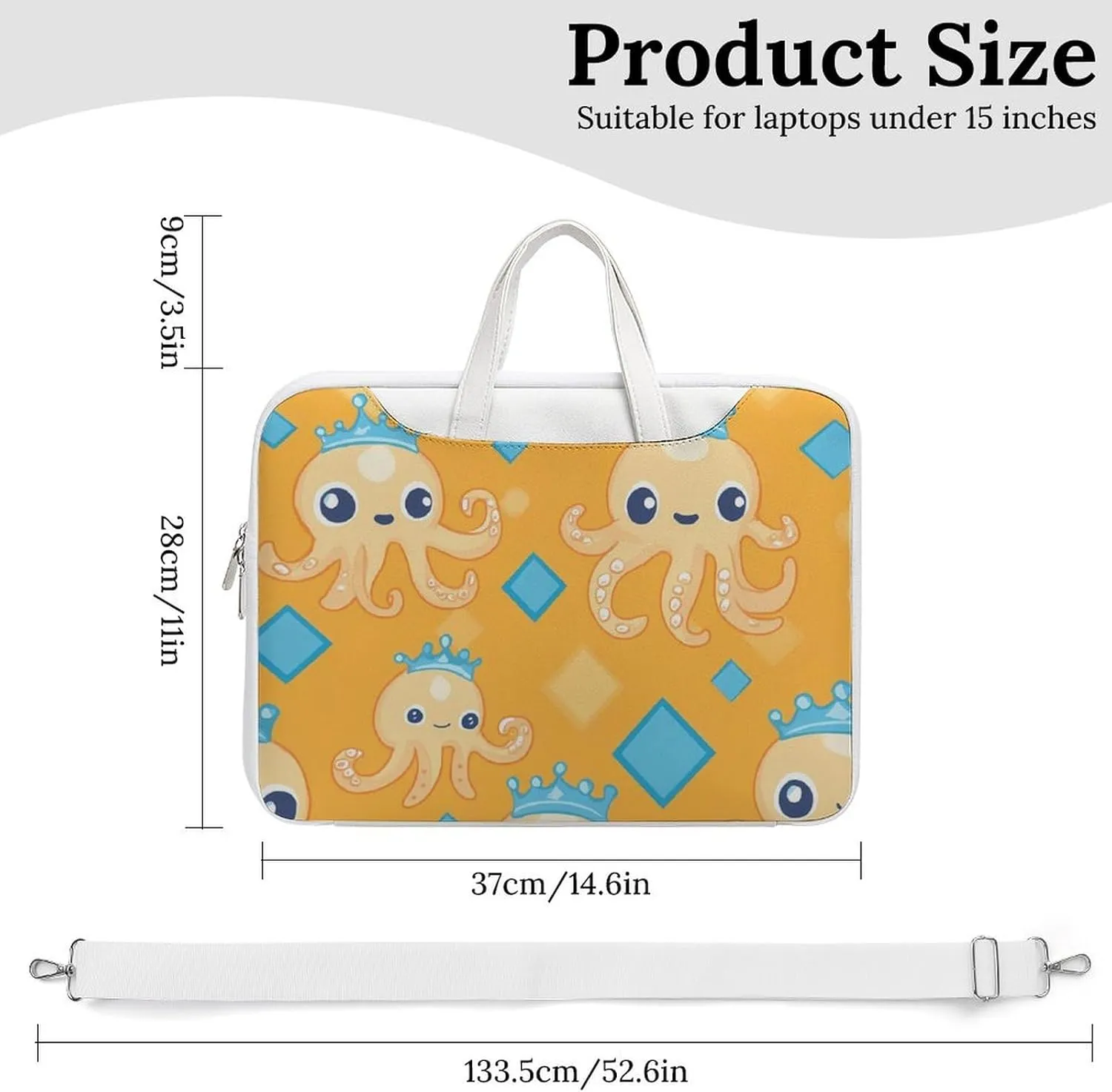 Cute Octopuses Leather Bag Laptop Case Slim Water Resistant Computer Bags with Handle Briefcase for Work