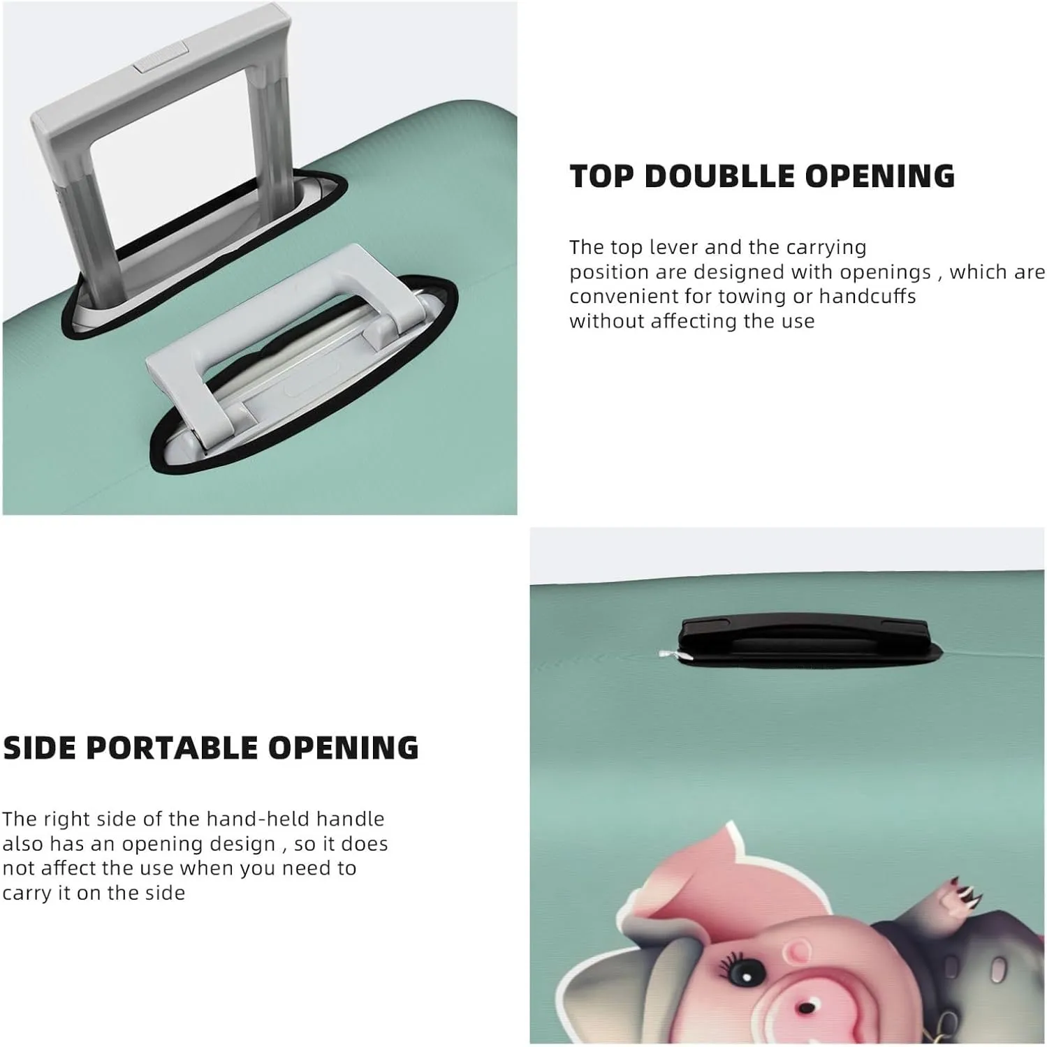 Cute Pig Print Washable Suitcase Cover Protective Luggage Cover Anti Scratch Travel Gear Protector
