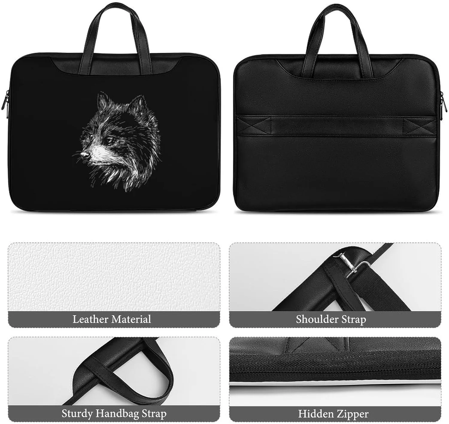 Cute Raccoon Leather Bag Laptop Case Slim Water Resistant Computer Bags with Handle Briefcase for Work