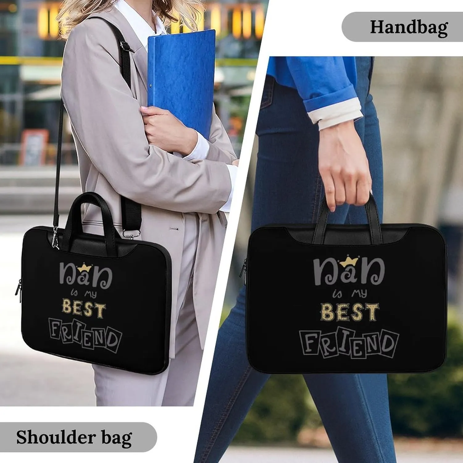 Dad Best Friend Leather Bag Laptop Case Slim Water Resistant Computer Bags with Handle Briefcase for Work