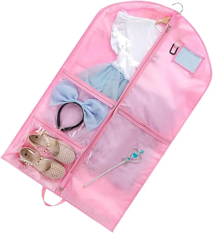 Dance Costume Carriers with 5 Zippered Compartments Portable Garment Storage Bag Travel Friendly Kids Dress Cover