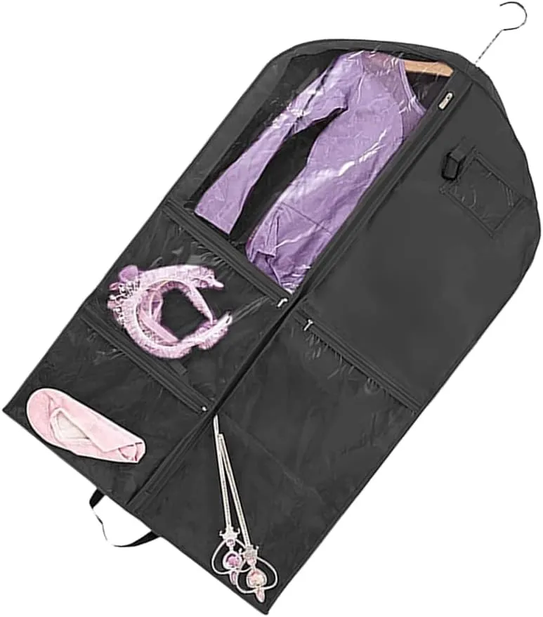 Dance Costume Carriers with 5 Zippered Compartments Portable Garment Storage Bag Travel Friendly Kids Dress Cover