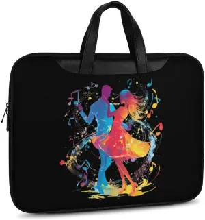Dancers Dancing to The Music Leather Bag Laptop Case Slim Water Resistant Computer Bags with Handle Briefcase for Work