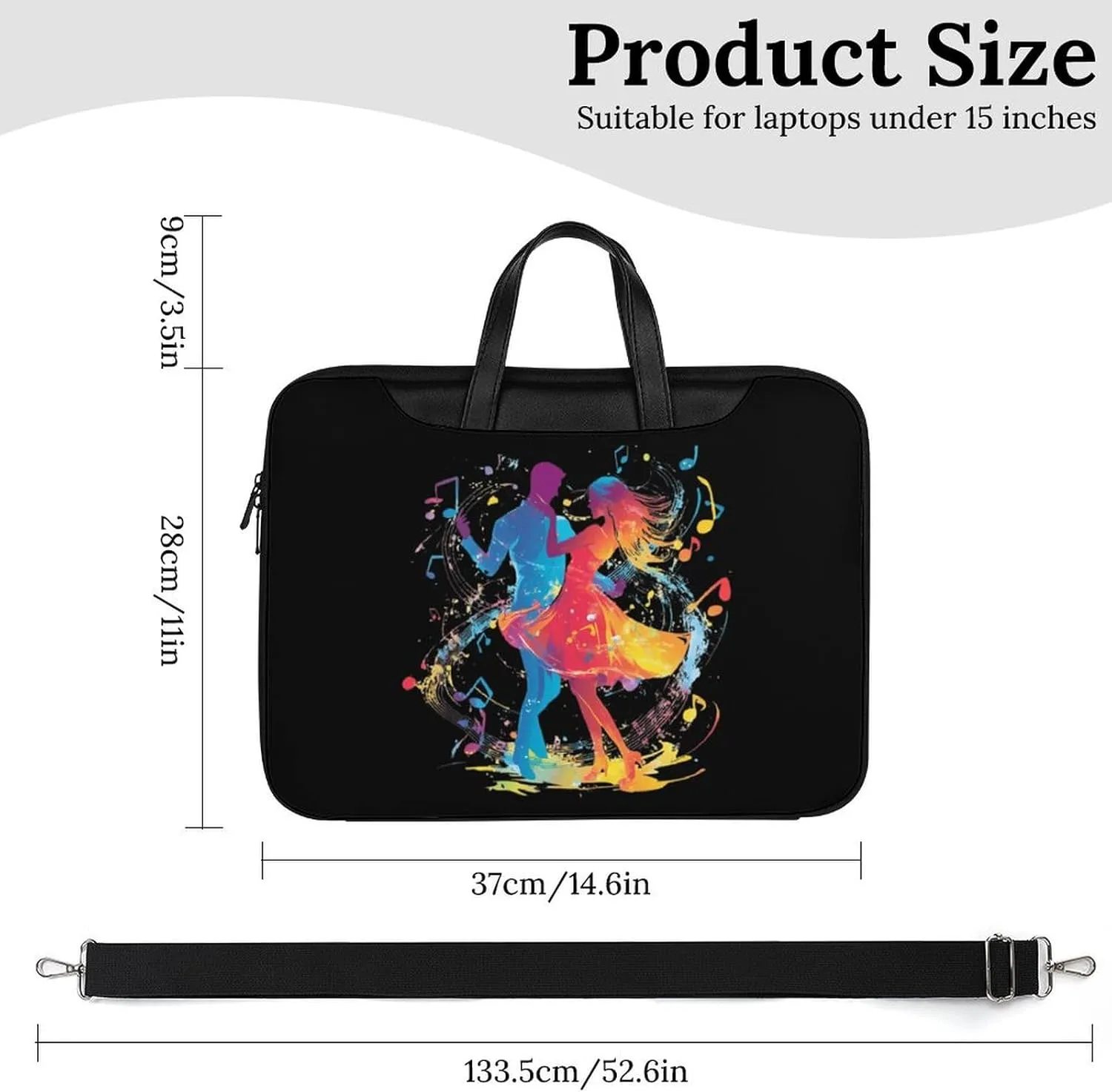 Dancers Dancing to The Music Leather Bag Laptop Case Slim Water Resistant Computer Bags with Handle Briefcase for Work