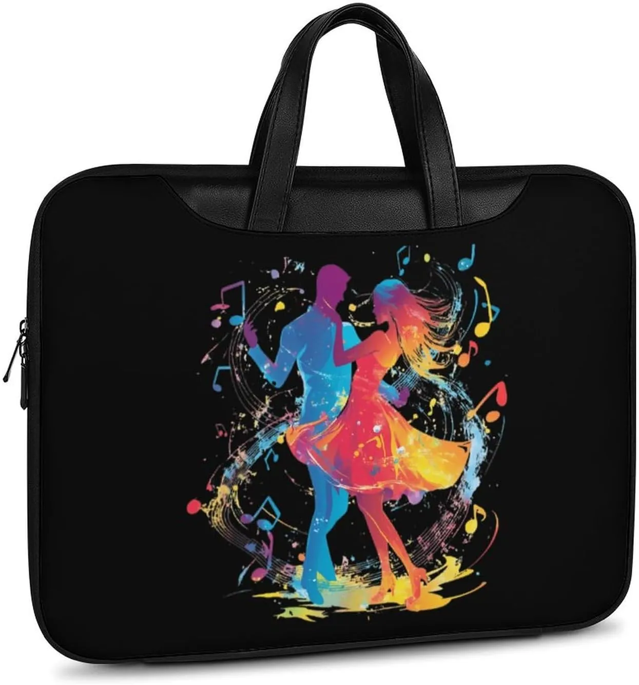 Dancers Dancing to The Music Leather Bag Laptop Case Slim Water Resistant Computer Bags with Handle Briefcase for Work