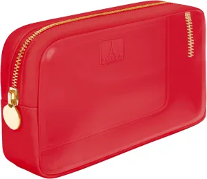 DANCOUR Small Clear Makeup Bag  Mini Pouch for Purse, Red Cosmetic Travel Case, Compact Clear Cosmetic Bag, Mini Pouch for Purse