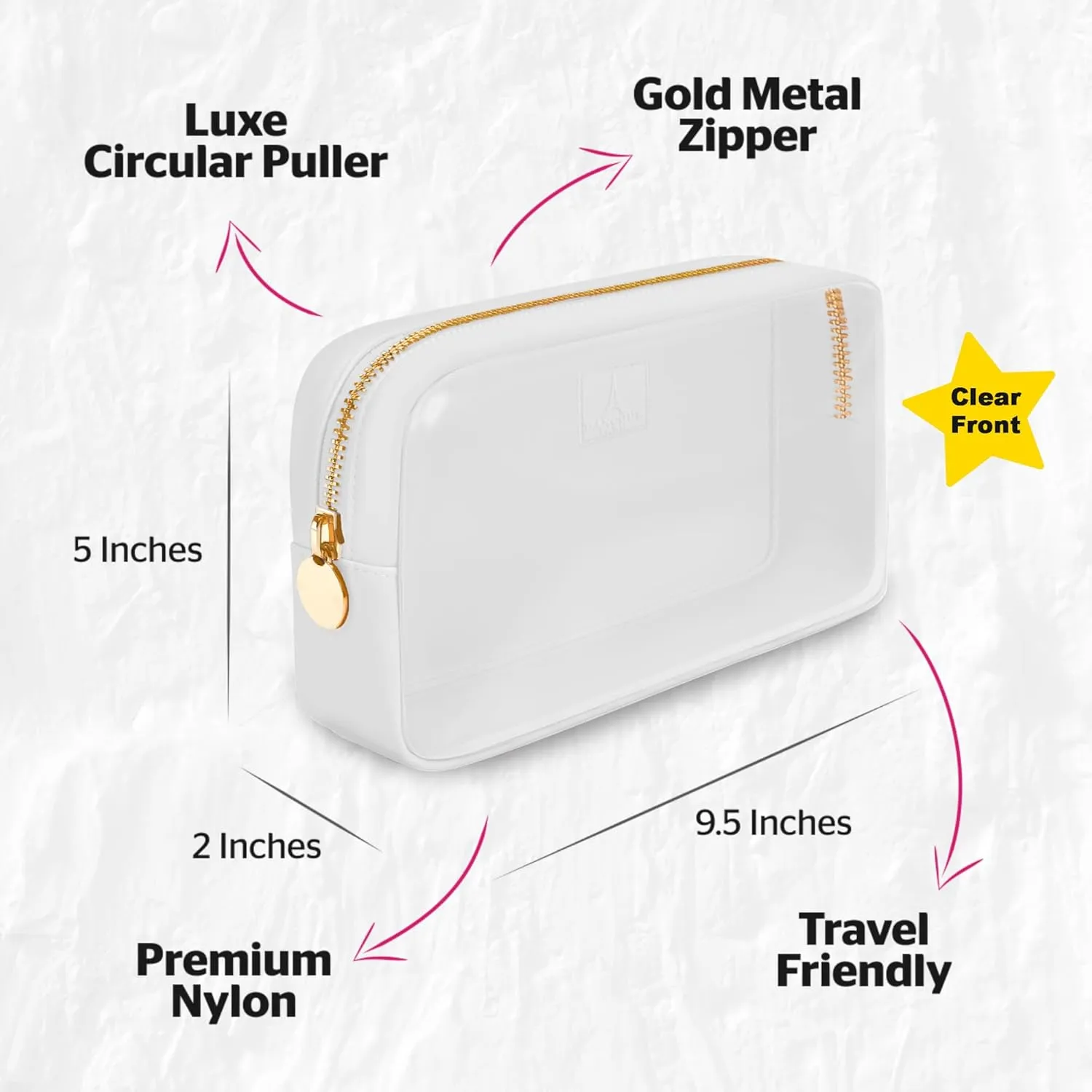 DANCOUR Small Clear Makeup Bag  Mini Pouch for Purse, White Cosmetic Travel Case, Compact Clear Cosmetic Bag, Mini Purse Pouch for Travel