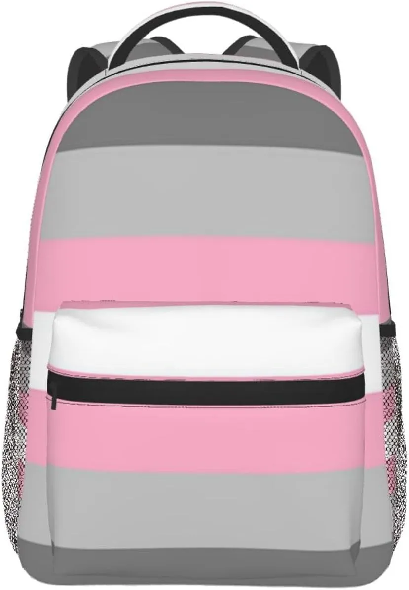 Demigirl Pride Flag Backpack Double Shoulder Bag 15 Inch Laptop Bagpack for Hiking Work Camping Travel