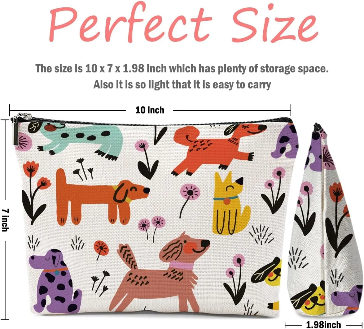 Dog Lovers Gifts for Women, Dog Themed Gifts Makeup Bag, Cartoon Dogs Cosmetic Bag Travel Pouch for Women Girls Daughter Sisters Friendship Graduation Birthday