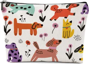 Dog Lovers Gifts for Women, Dog Themed Gifts Makeup Bag, Cartoon Dogs Cosmetic Bag Travel Pouch for Women Girls Daughter Sisters Friendship Graduation Birthday