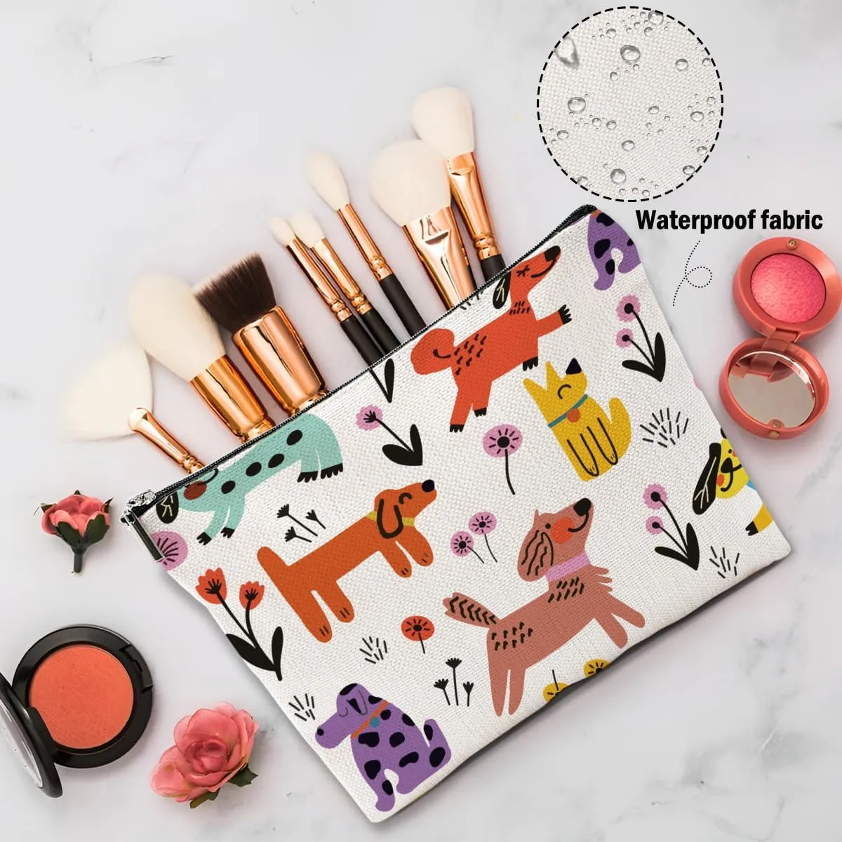 Dog Lovers Gifts for Women, Dog Themed Gifts Makeup Bag, Cartoon Dogs Cosmetic Bag Travel Pouch for Women Girls Daughter Sisters Friendship Graduation Birthday