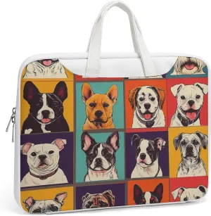 Dogs Puppies Artistic Photos Leather Bag Laptop Case Slim Water Resistant Computer Bags with Handle Briefcase for Work