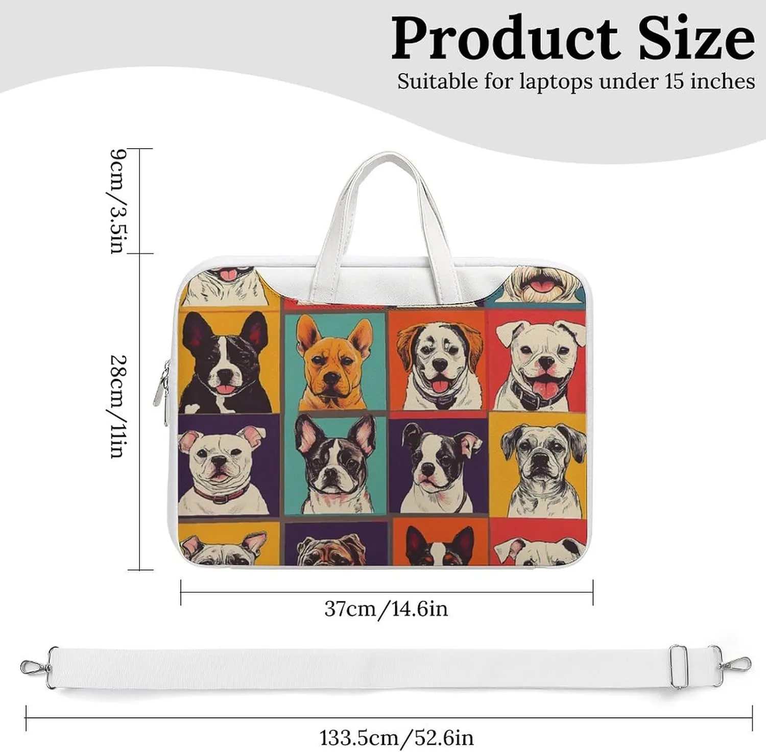 Dogs Puppies Artistic Photos Leather Bag Laptop Case Slim Water Resistant Computer Bags with Handle Briefcase for Work