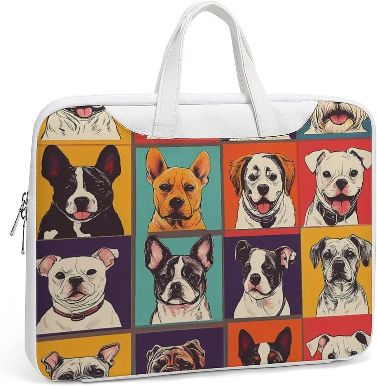 Dogs Puppies Artistic Photos Leather Bag Laptop Case Slim Water Resistant Computer Bags with Handle Briefcase for Work