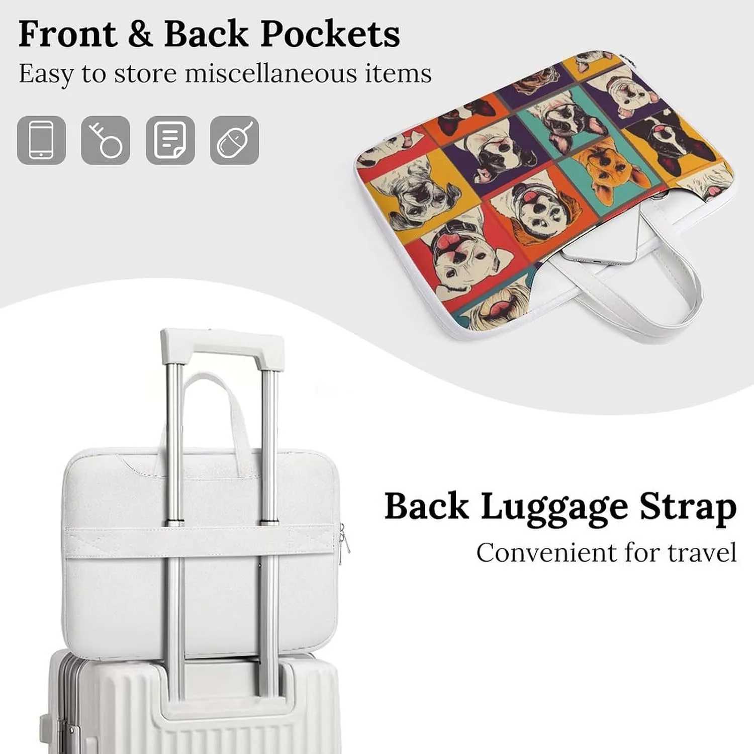 Dogs Puppies Artistic Photos Leather Bag Laptop Case Slim Water Resistant Computer Bags with Handle Briefcase for Work