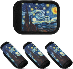 DOMIKING Starry Night Moon Stars Luggage Handle Wraps for Suitcase Luggage Identifier Soft Luggage Tags Marker for Travel Bag Suitcase Luggage Handle Cover Travel Accessories, 4 Pack