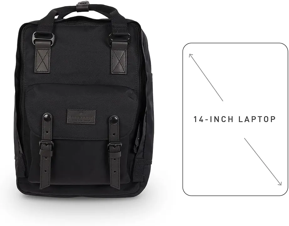 Doughnut Travel Laptop Backpack, Slim Durable Daypack Backpacks, Water Resistant Computer 16L Bag for Men & Women Fits 14 Inch Notebook(B BLACK)