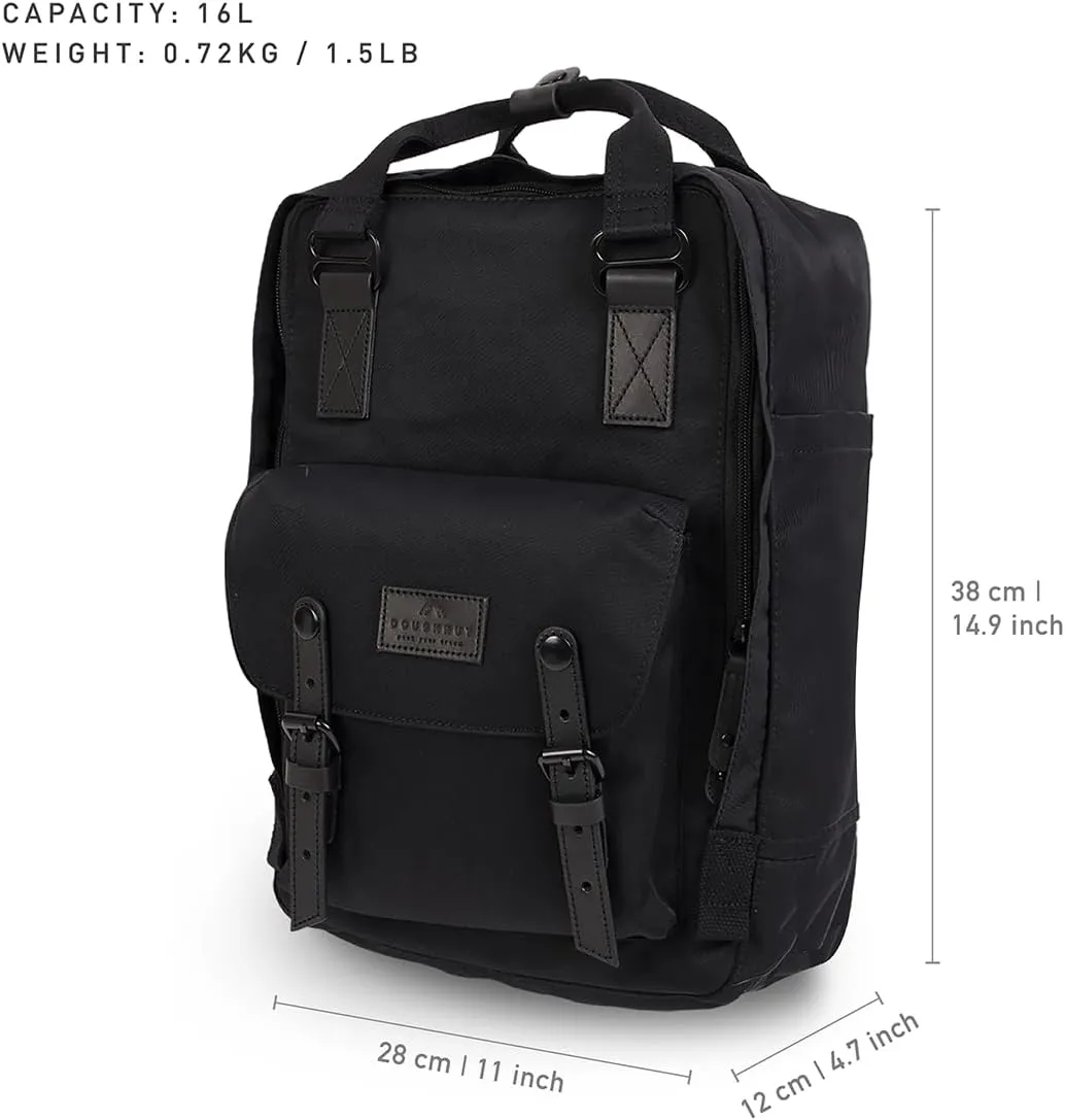 Doughnut Travel Laptop Backpack, Slim Durable Daypack Backpacks, Water Resistant Computer 16L Bag for Men & Women Fits 14 Inch Notebook(B BLACK)