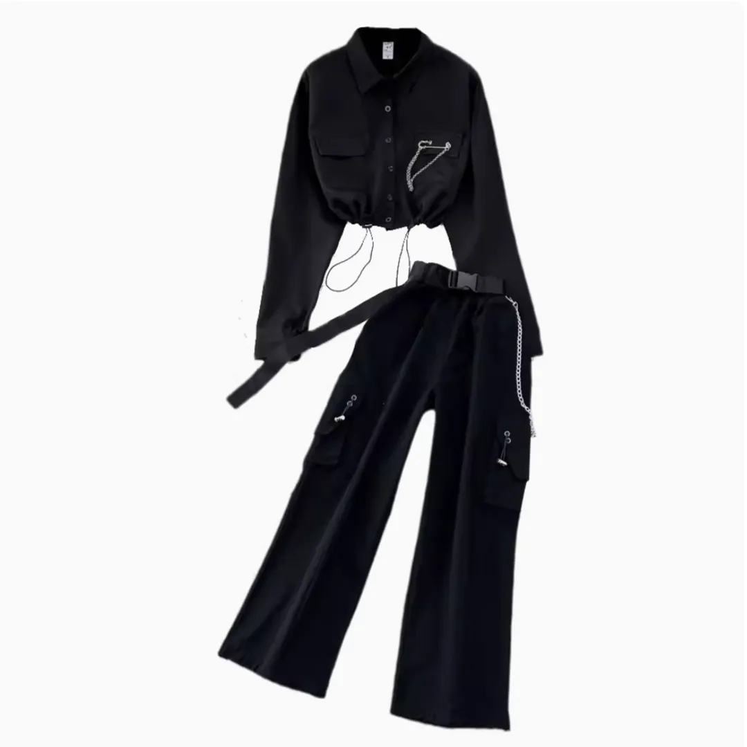 Drawstring Shirt&Trousers Chic 2Pcs