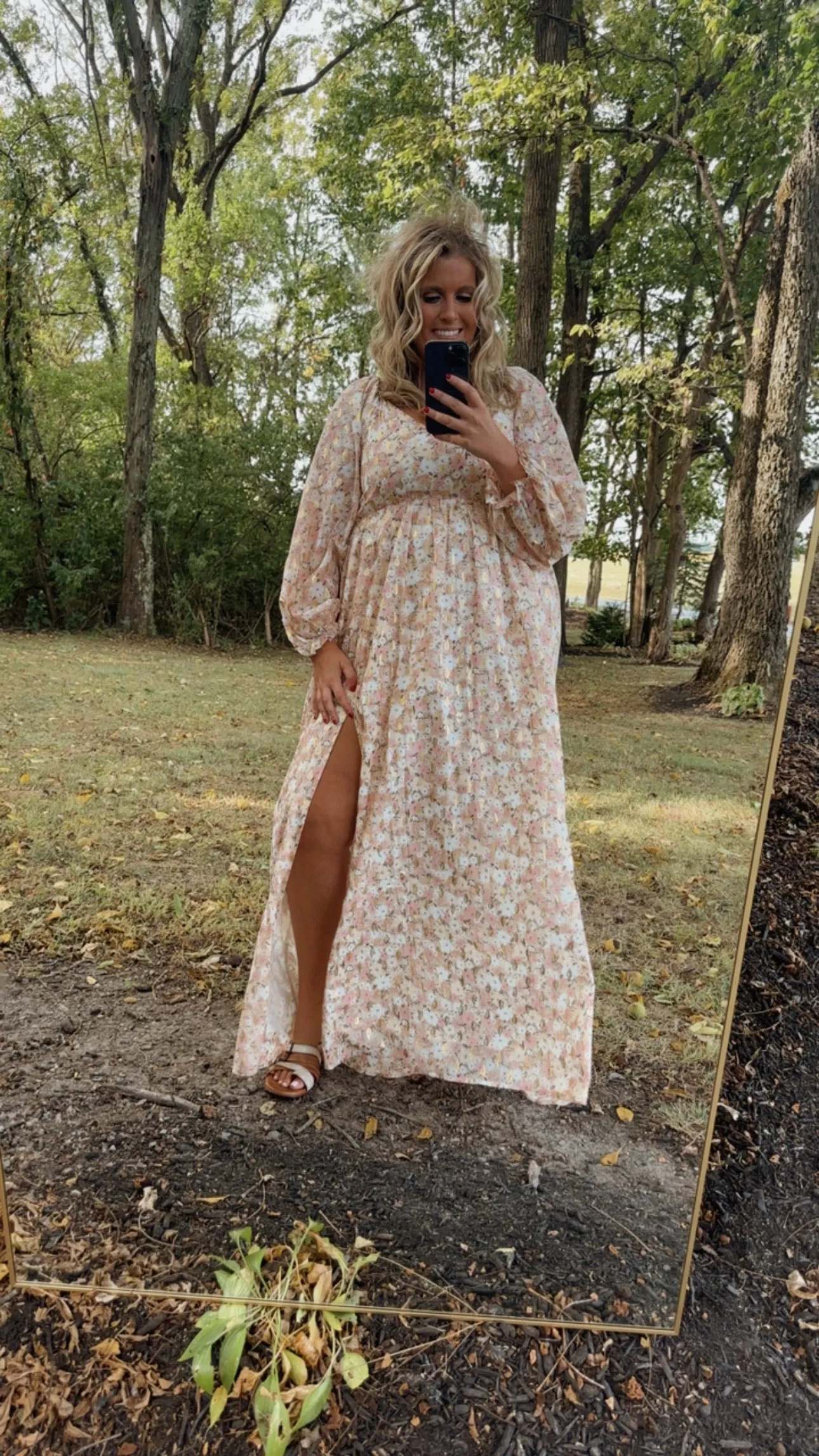 ECB Exclusive: Timeless Romantic Chiffon Maxi Dress, Pink Floral