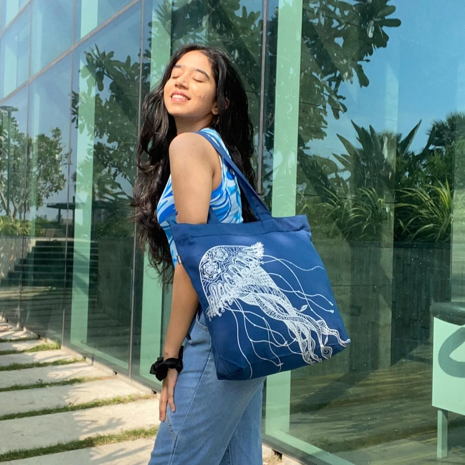 Ecoright Aesthetic Canvas Tote Bag for Women Large Zipper Tote Bags with Pocket, Womens Tote Bag for Yoga, Work, Beach