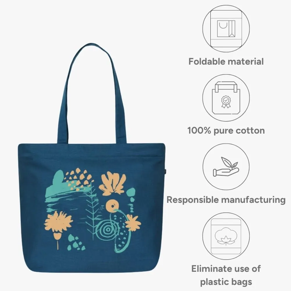 Ecoright Aesthetic Canvas Tote Bag for Women Large Zipper Tote Bags with Pocket, Womens Tote Bag for Yoga, Work, Beach