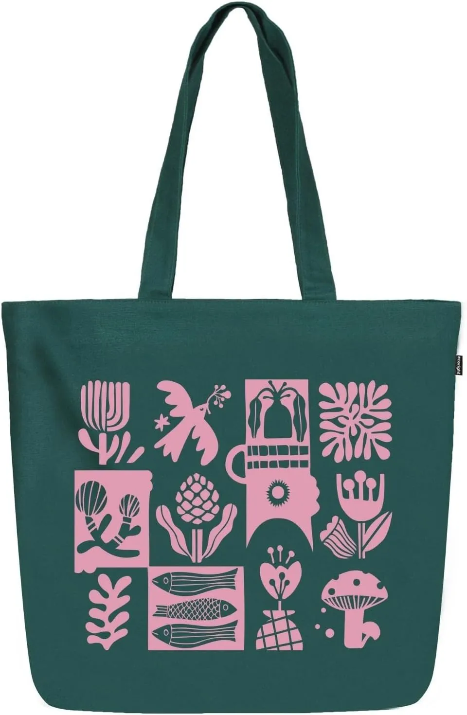 Ecoright Aesthetic Canvas Tote Bag for Women Large Zipper Tote Bags with Pocket, Womens Tote Bag for Yoga, Work, Beach