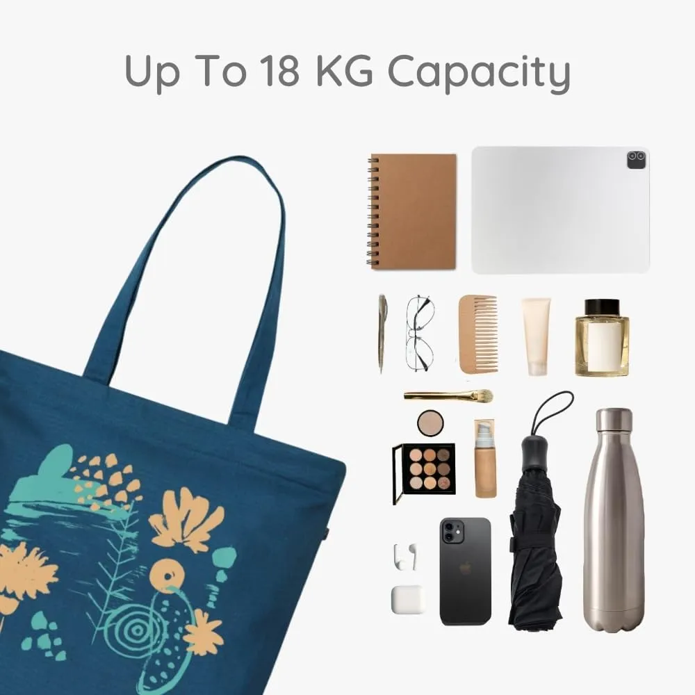 Ecoright Aesthetic Canvas Tote Bag for Women Large Zipper Tote Bags with Pocket, Womens Tote Bag for Yoga, Work, Beach
