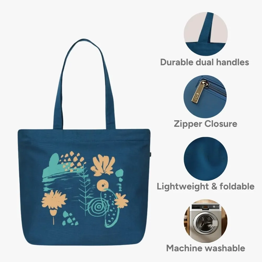 Ecoright Aesthetic Canvas Tote Bag for Women Large Zipper Tote Bags with Pocket, Womens Tote Bag for Yoga, Work, Beach
