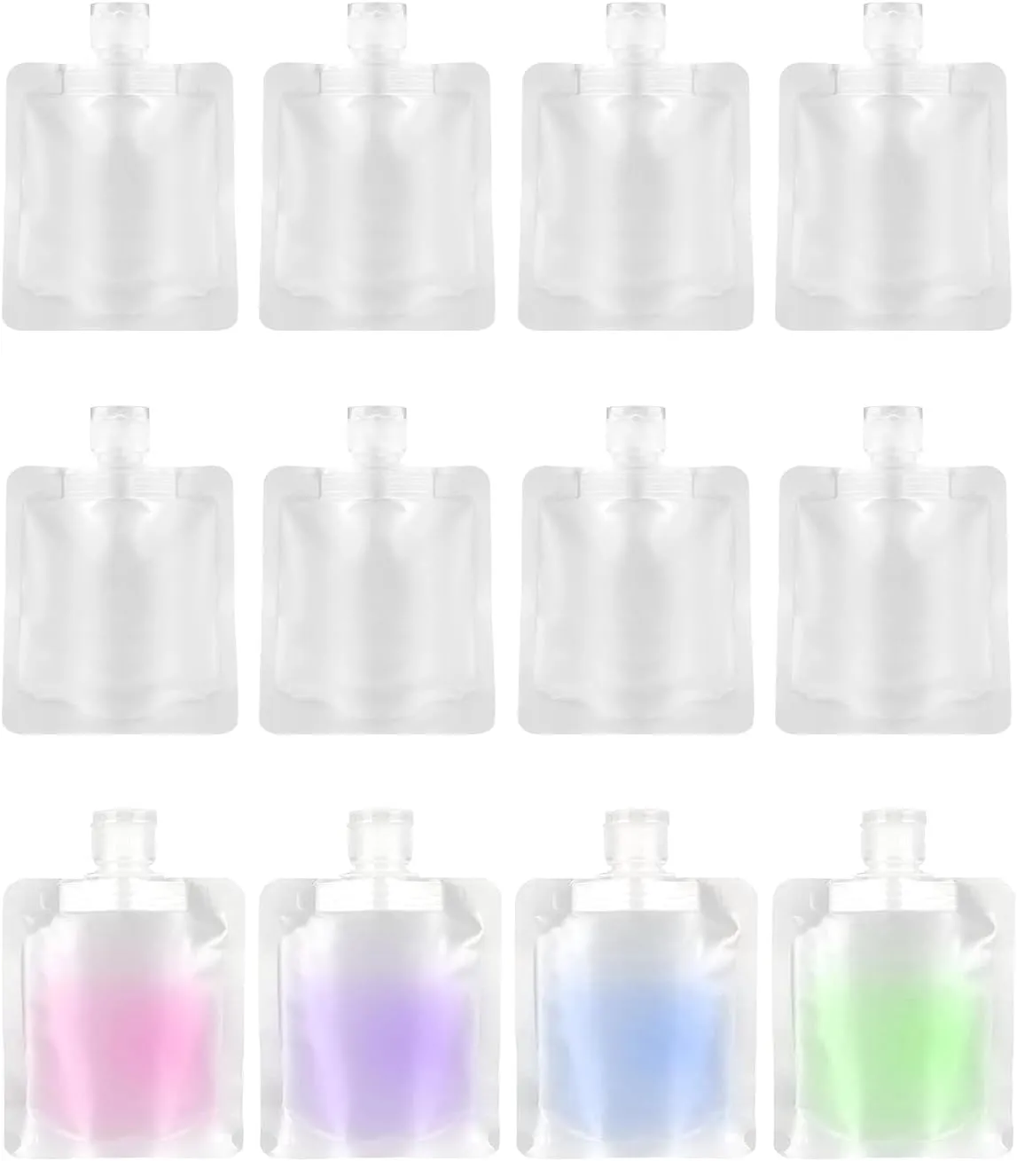 EORTA 20 Pcs Travel Liquid Pouches 30ml/1.01oz Portable Fluid Packing Bags Leak Proof Squeeze Pouch for Toiletries Stand Up Travel Containers for Makeup Shampoo Conditioner Lotion Hand Soap, 30ml