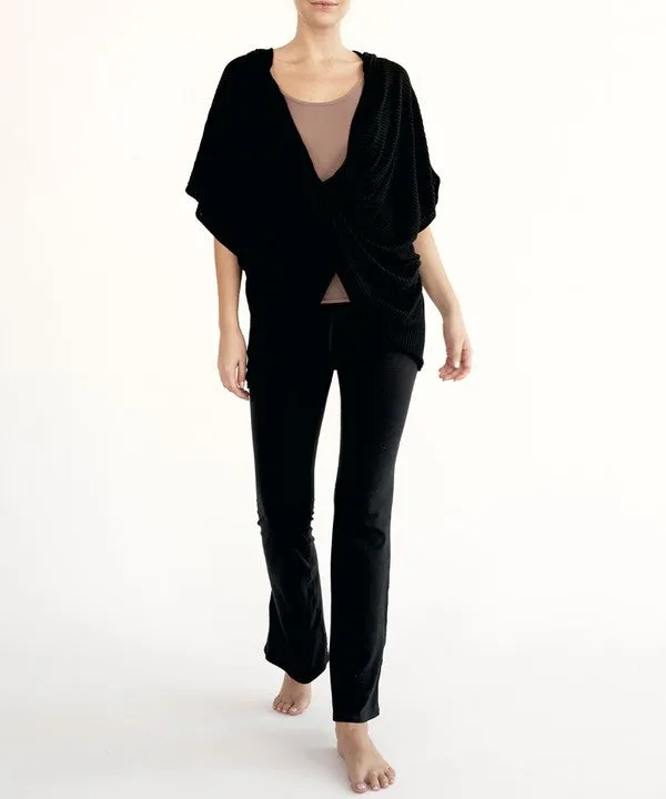 FABINA TWIST WRAP FRONT BAMBOO WAFFLE HOODIE WRAP TOP
