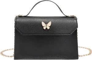 Fashion Women Leather Solid Color Bow Tie Hasp Phone Bag Shoulder Bags Messenger Bag Mens Briefcase (Black, One Size)