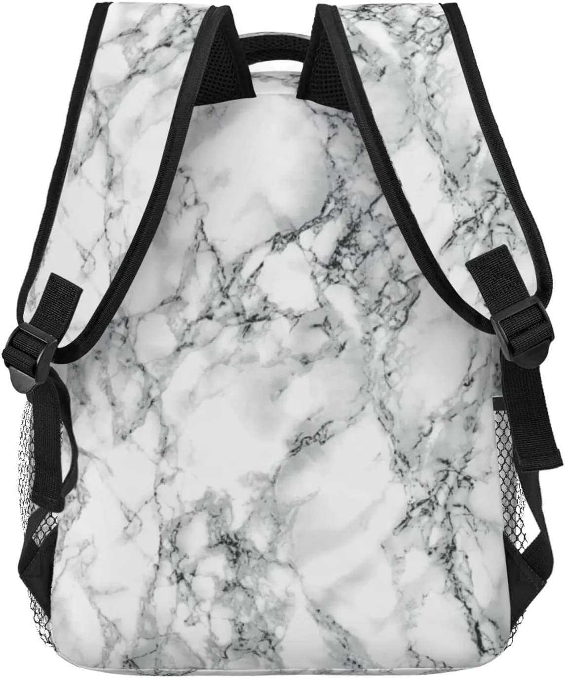 Fiokroo Black And White Marble Backpack School Bag For Students Teens Men Women Laptop Backpacks Travel Daypack Bag With Multiple Pockets